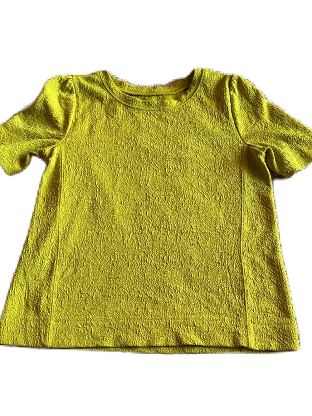 LOFT Women's Textured Short Sleeve Blouse in Bright Yellow
